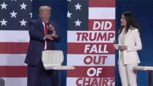 Read more about the article No, Trump Did Not Fall Out Of Chair – It Wasn’t A Booby-Trap By Kamala